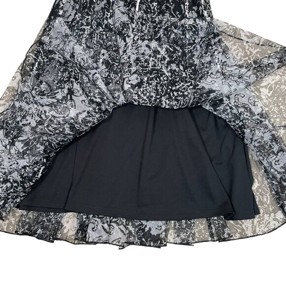 JS Collections Fit & FlareTulle Corset Cocktail Midi Dress Size 8 Black/Gray - Picture 9 of 13